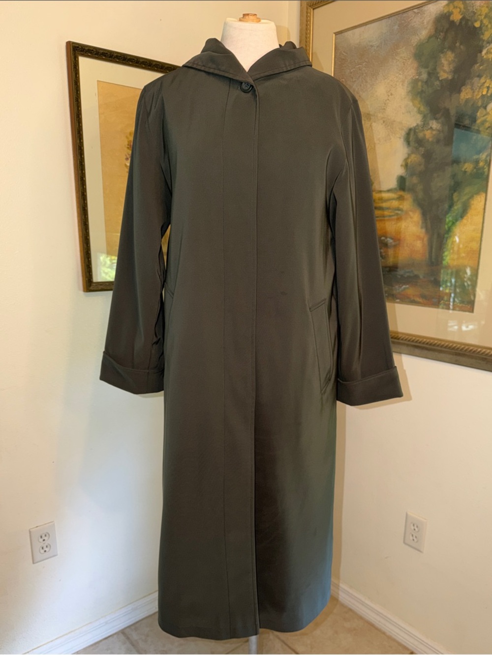 COAT - Jones New York Vintage Hooded Raincoat Duster w/Zip Out Fleece Liner 2P